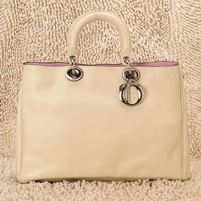 Christian Dior diorissimo nappa leather bag 0901 beige with silver hardware